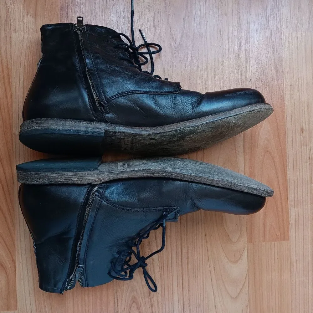 Freebird Campbell Dark Brown Side-Zip Lace-Up Boots Mens‎ US 10 Grunge Hipster